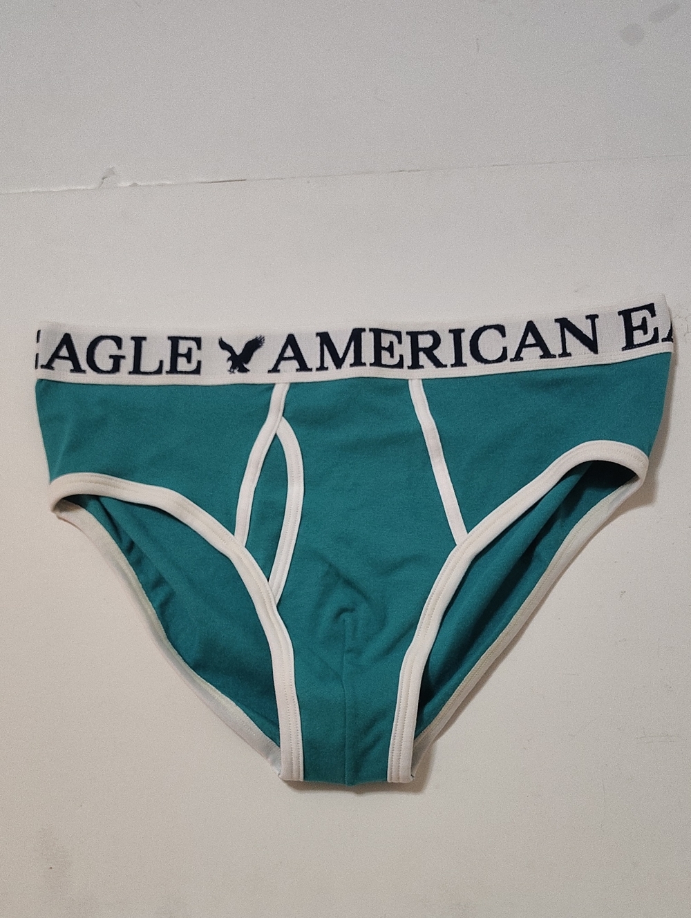 VTG American Eagle Outfitters Teal Men's Briefs with White Trim - Size L/G